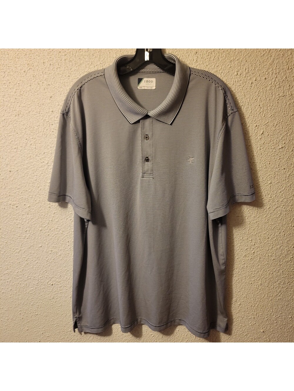 Men's White/Black Striped Izod Golf Polo Shirt Performance Stretch Sz XXL
